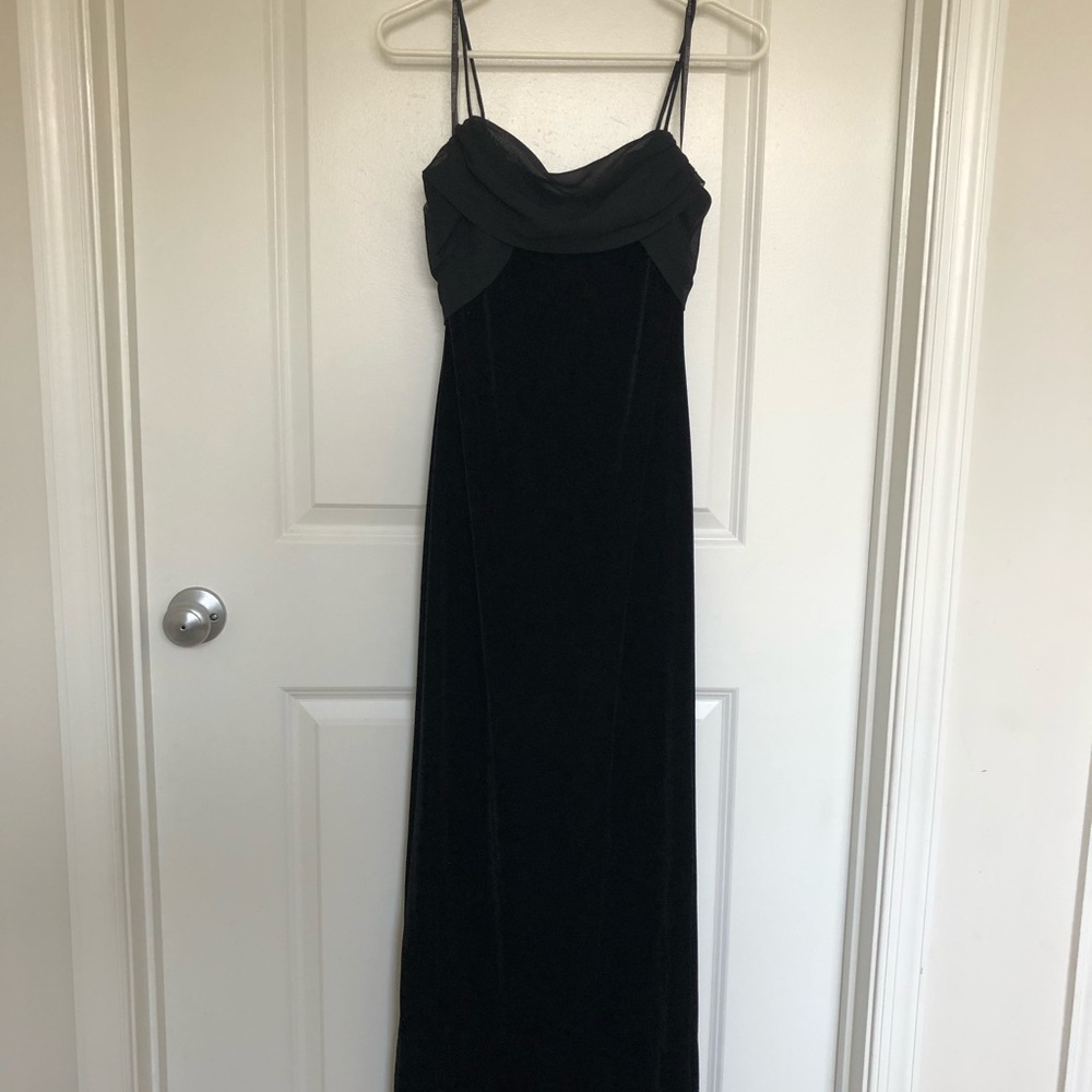 Betsy & Adam Velvet Formal Evening dress with draped details